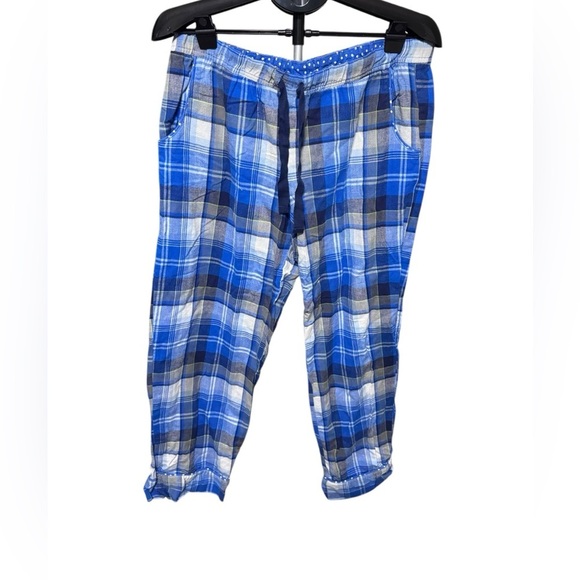 Van Winkle Pajama Set Blue White Gray Plaid Flannel L p32 - Picture 4 of 9